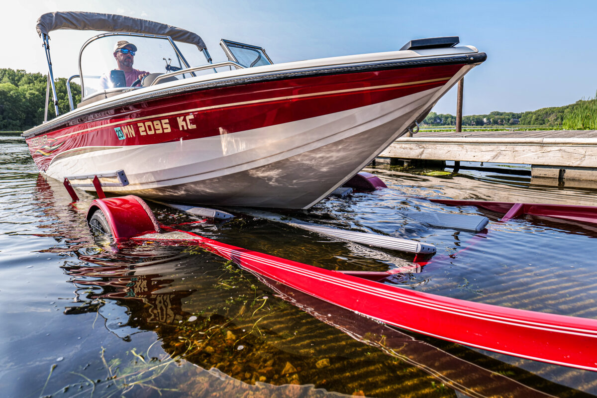 Boat loading on trailer with Caliber BunkWrap